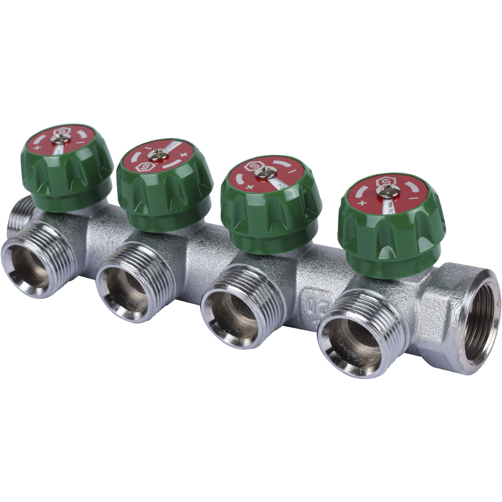 Коллектор распределительный Stout 3/4"х3/4", 4 выхода евроконус