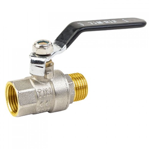 Кран шаровой Tim DE1201X 1/2" ВН, ручка-флажок, никелированный
