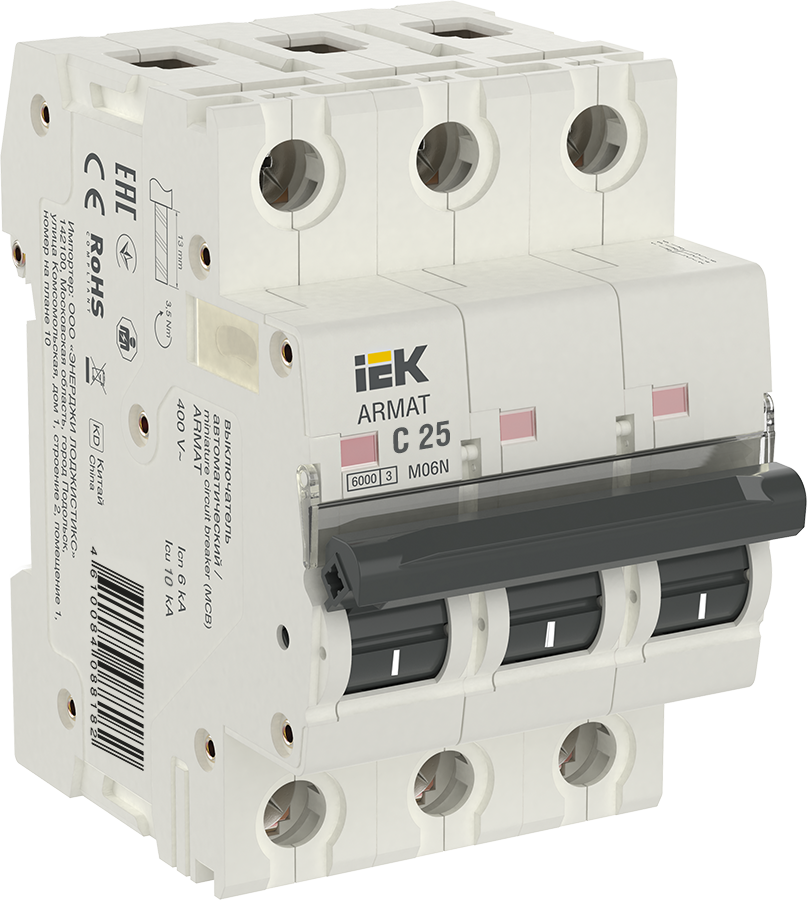 Выключатель автоматический Iek Armat M06N 3п 25А 6кА С