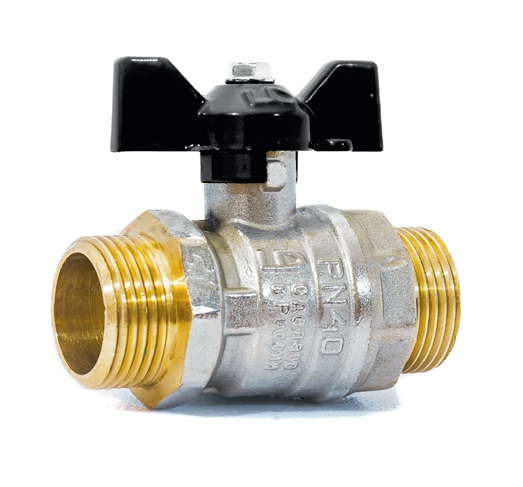 Кран шаровой Tim DE1220X 3/4" НН, ручка-бабочка, никелированный