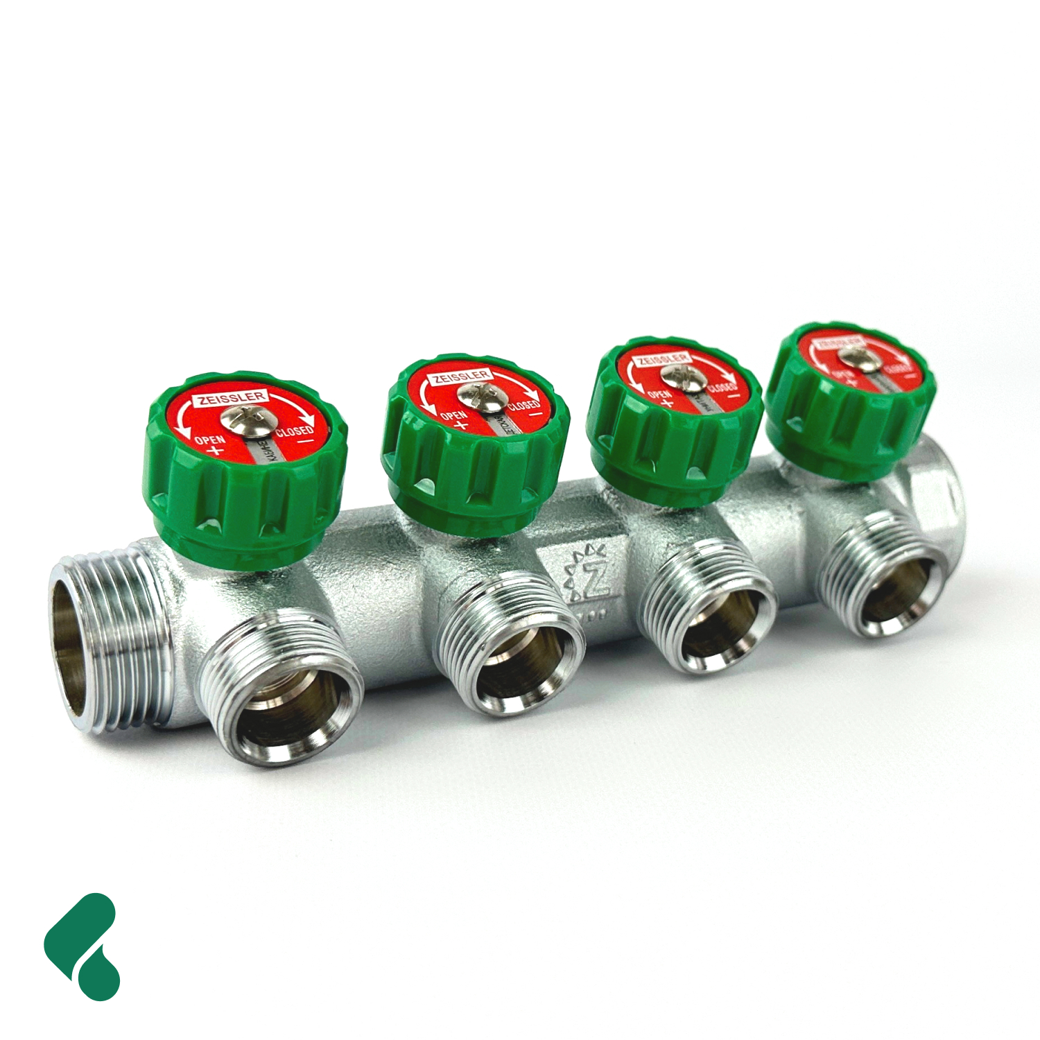 Коллектор распределительный 1" х 3/4", 4 выхода евроконус, Zeissler арт. ZSc.401.0604NE
