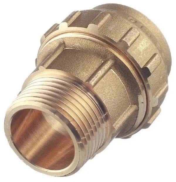 Муфта соединительная Zeissler для труб ПНД 25 x 3/4" НР, латунь — фото 2