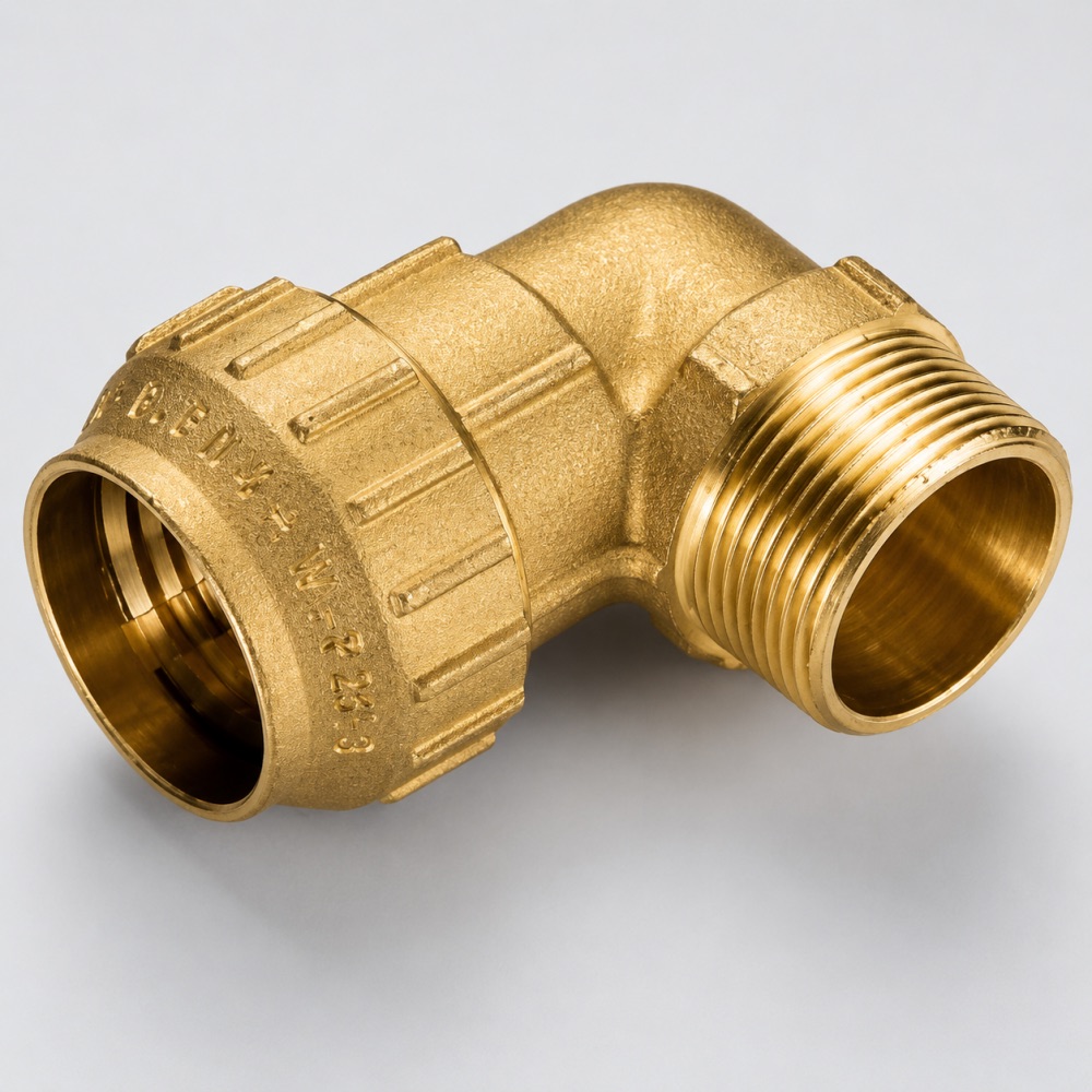 Угол латунный для труб ПНД НР 20*1/2" TIEMME