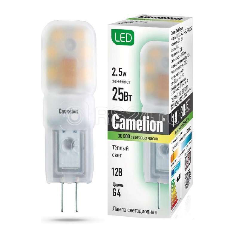 Лампа светодиодная Camelion G4 12B 2.5Вт теплый свет